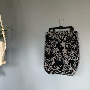 LOFT PETITE tropical floral print dark and light blue skirt size 6 P.